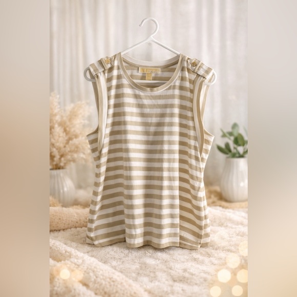 Michael Kors Tops - Michael Kors Striped Sleeveless Top‎ | Size Medium | Neutral Chic